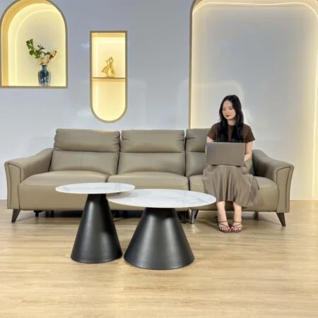Sofa Da Bò Nhập Khâu Tích Hợp Ghế Thư Giãn Chỉnh Điện - DAMINA
